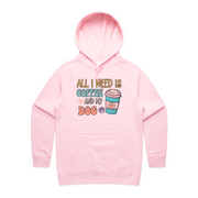 Human Pink Stencil Hoodie (All I need is Coffee and my Dog) - End of Line