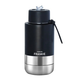 Black Portable Bottle with Sippy Straw Lid