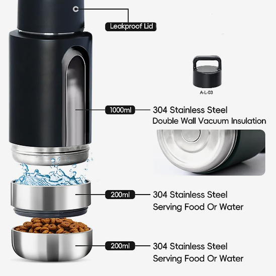 Hot Pink Portable Human / Dog Stainless Steel Adventure Drink Bottles