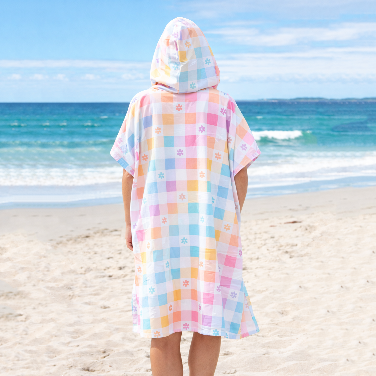 Gingham Wonderland - Human Beach Poncho