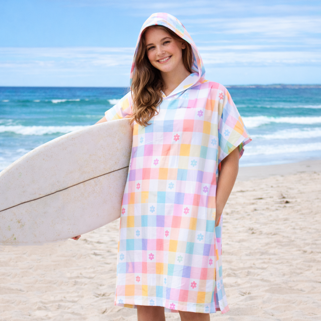 Gingham Wonderland - Human Beach Poncho