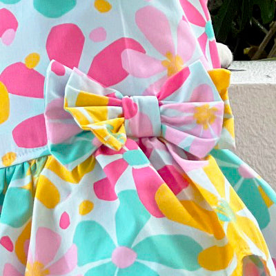 Sunshine Dreams Ruffles Dog Dress with bow -End of line!