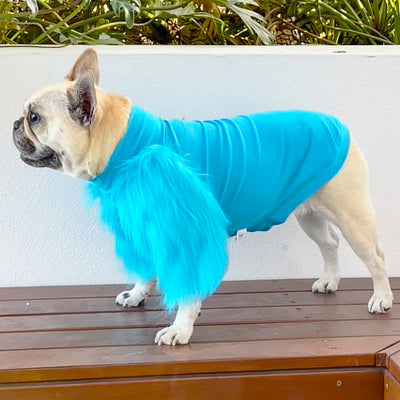 Bright Blue with faux fur arms