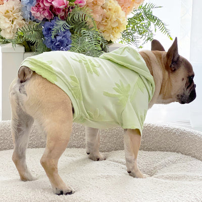 Minty Palm Delight After Bath/Beach - Terry Towelling Dog Hoodie