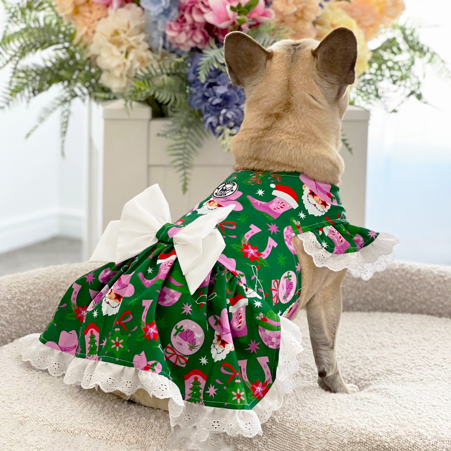 YeeHaw - Christmas Dog Dress - free matching headbow -Medium YeeHaw - Christmas Dog Dress - free matching headbow -Medium