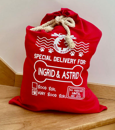 Xmas Sack (Red with White writing) - for Furbabies or Hoomans Limited Edition!