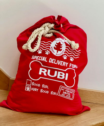 Xmas Sack (Red with White writing) - for Furbabies or Hoomans Limited Edition!