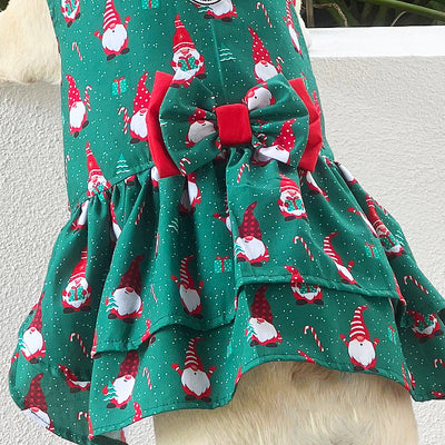 Gnome Sweet Gnome  Ruffles Dog Dress with bow (Limited Edition)