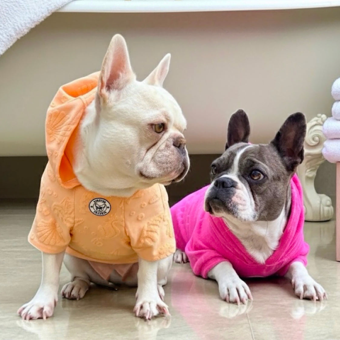 Pink Hibiscus After Bath/Beach - Terry Towelling Dog Hoodie