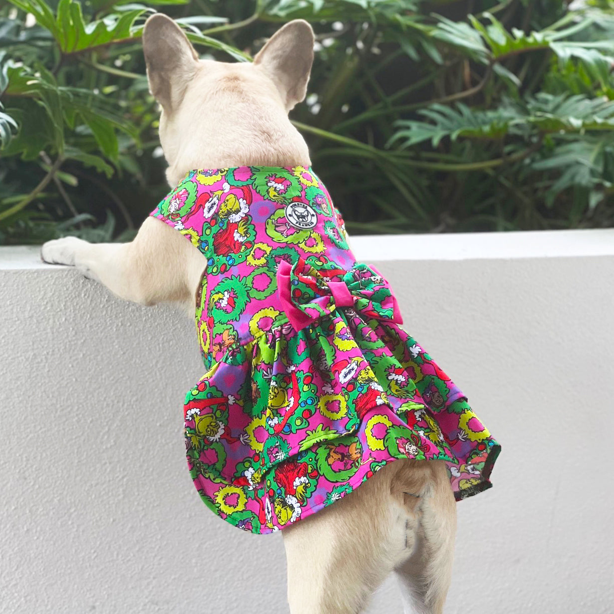 Christmas Cartoon - Ruffles Dog Dress with bow (Limited Edition)