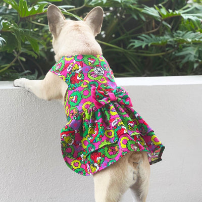 Christmas Cartoon - Ruffles Dog Dress with bow (Limited Edition)