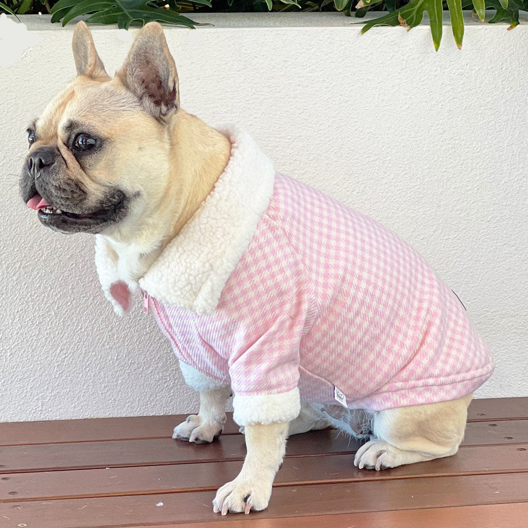 Pink Gingham - Dog Jacket  with a Zip