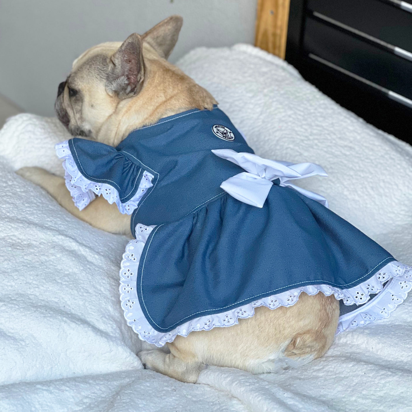 Denim & Lace - Ruffles Dog Dress with bow (Limited Edition)