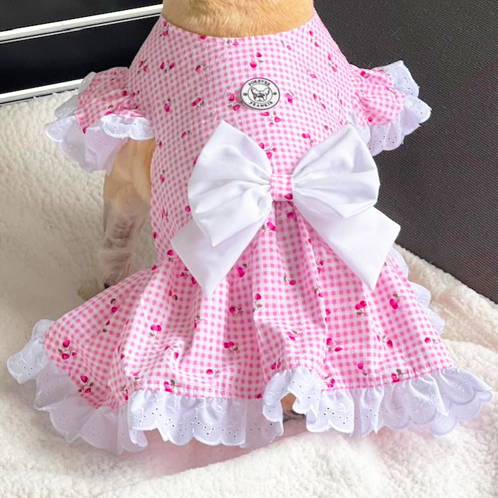 Luxe Cherry Gingham Dog Dress