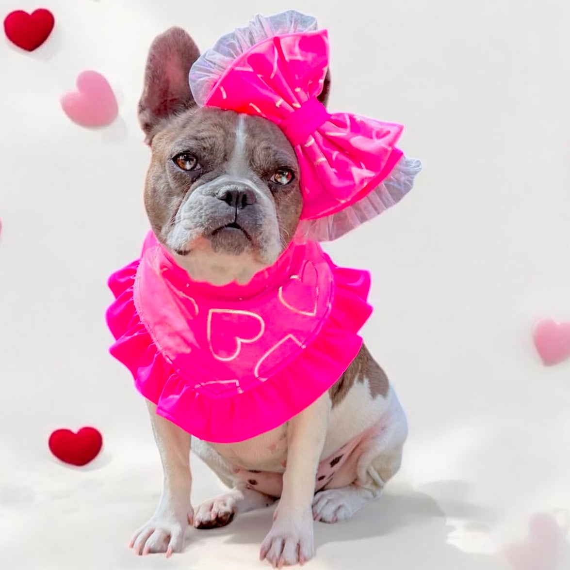 Fluoro Pink Love Bandana-LARGE