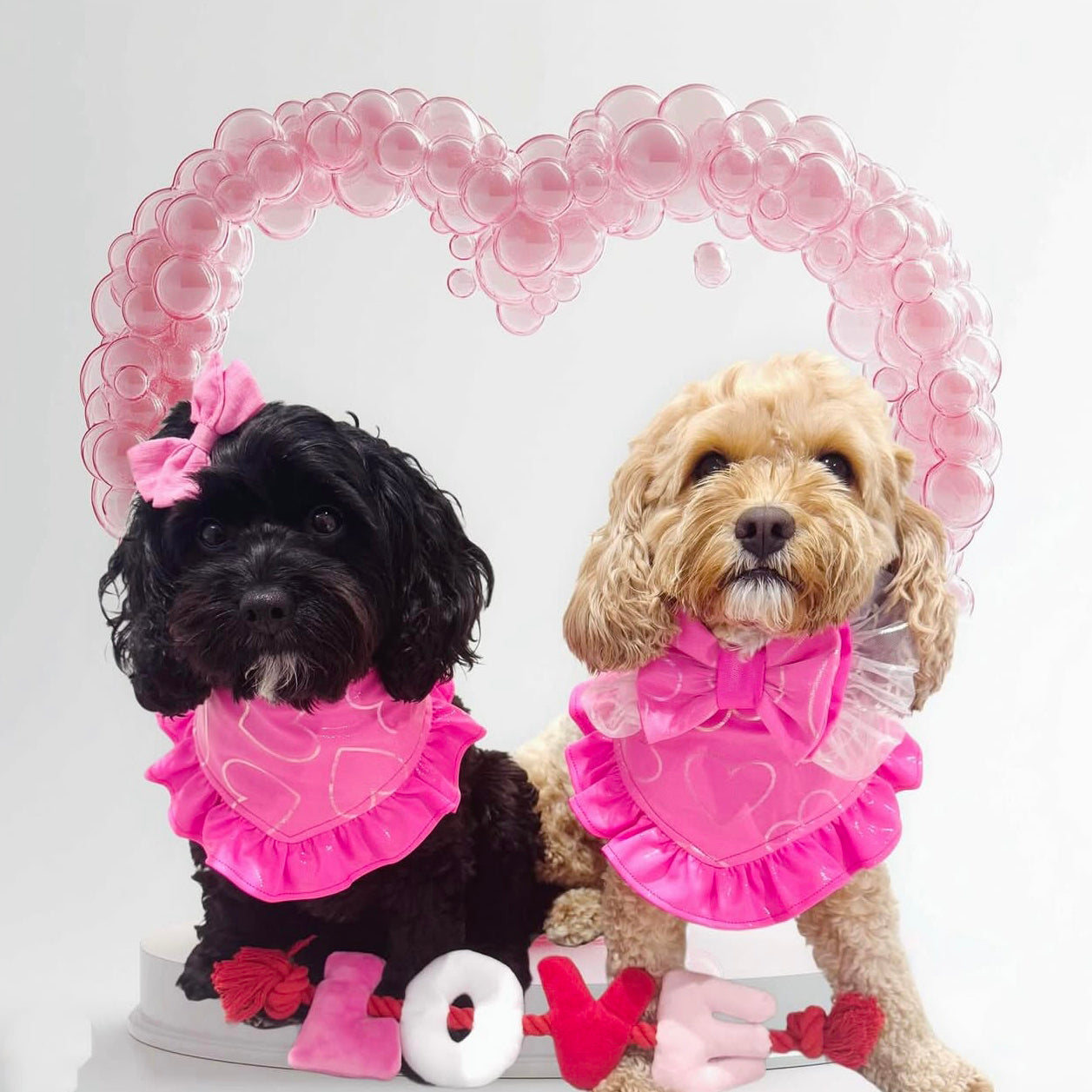 Fluoro Pink Love Bandana-LARGE