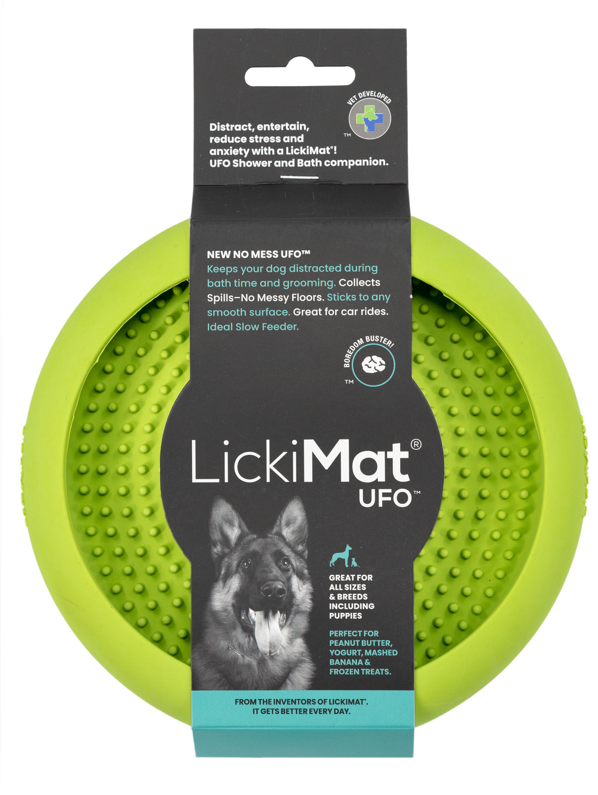 Green Lickimat UFO Slow Food Anti-Anxiety Licking Dog Bowl