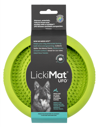 Green Lickimat UFO Slow Food Anti-Anxiety Licking Dog Bowl