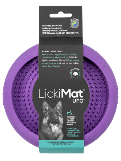 Purple Lickimat UFO Slow Food Anti-Anxiety Licking Dog Bowl