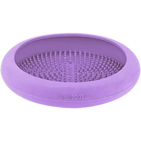 Purple Lickimat UFO Slow Food Anti-Anxiety Licking Dog Bowl