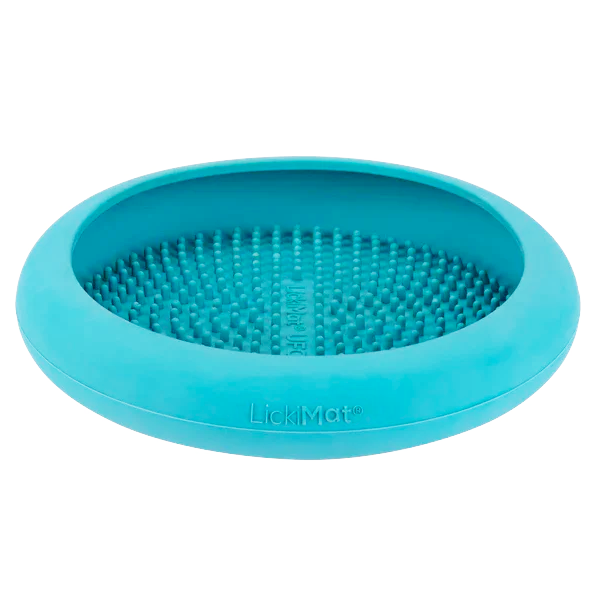 Turqouise Lickimat UFO Slow Food Anti-Anxiety Licking Dog Bowl