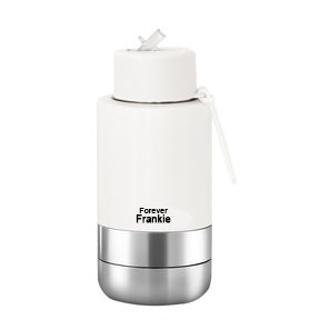 White Portable Bottle with Sippy Straw Lid