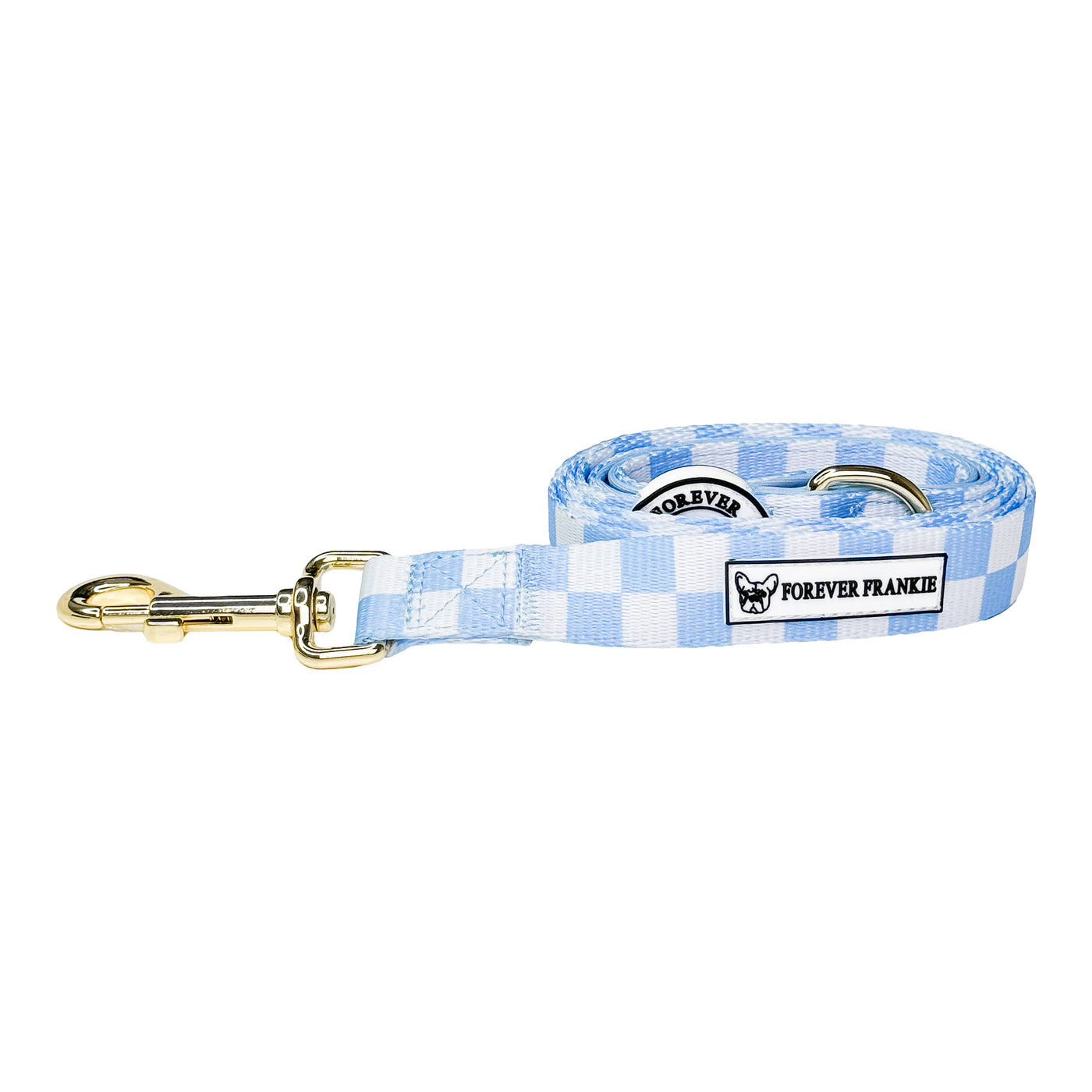 Sky Blue Check - Luxe Dog Lead